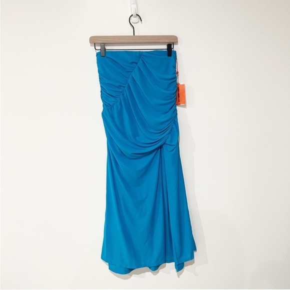 NWT Simon Miller Swizzy Slit Ruched Gathered Taffy Blue Midi Skirt size small - Picture 6 of 10